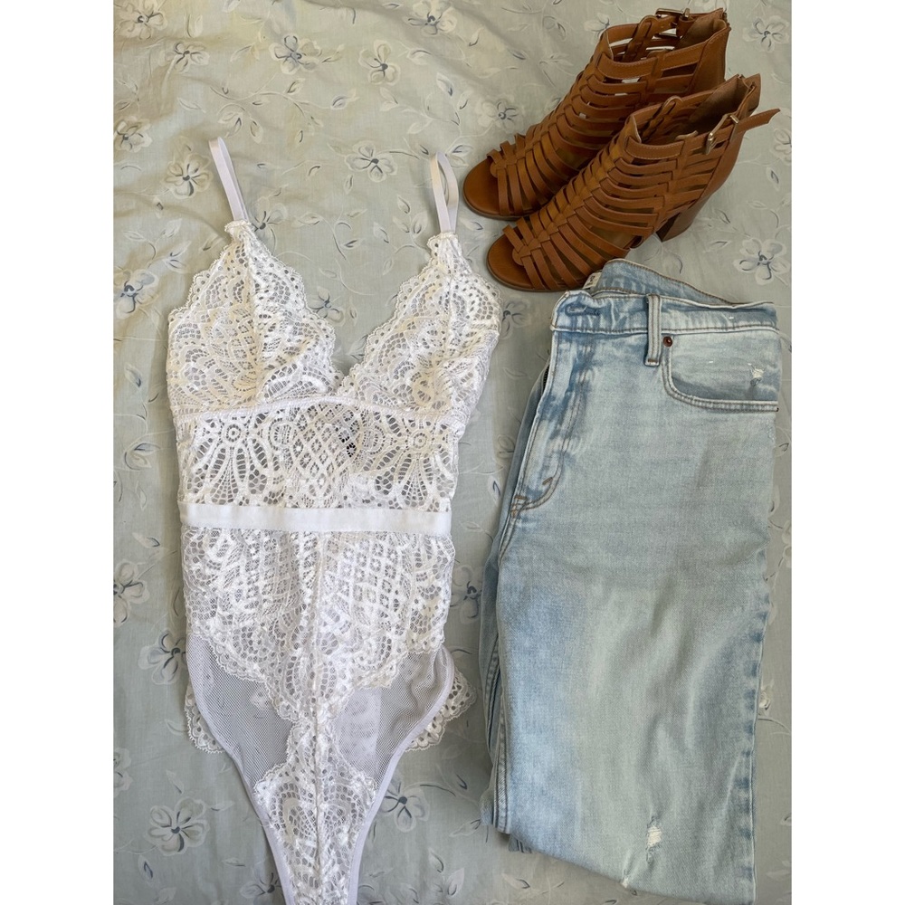 BRIDAL- white lace bodysuit